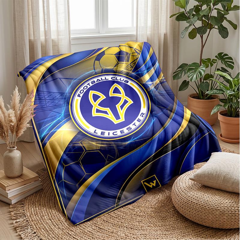 Leicester City Football Print Flannel Blanket, Soft Warm Lightweight Throw Blanket for Sofa Bed Camping