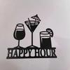 Stunning 1pc Happy Hour Metal Bar Sign! 14'' X 11''. Black Wall Decor for Home Bar. Room Decor. Perfect for Home Bar Decor.