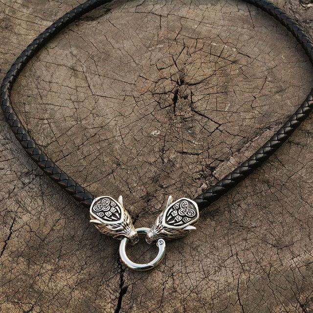 Men Necklace Viking Wolf Head With Thor 'S Hammer Mjolnir Necklace Pendant Norse Talisman Ethnic Jewelry