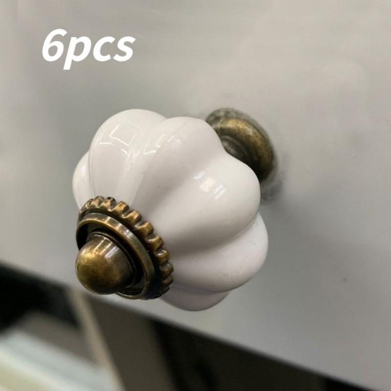 6 шт. Акриловые ручки-тыквы, белые акриловые ручки для шкафов, винтажные ручки для комодов, винтажные ручки, декоративные ручки для ящиков комодов, шкафов, гардеробных