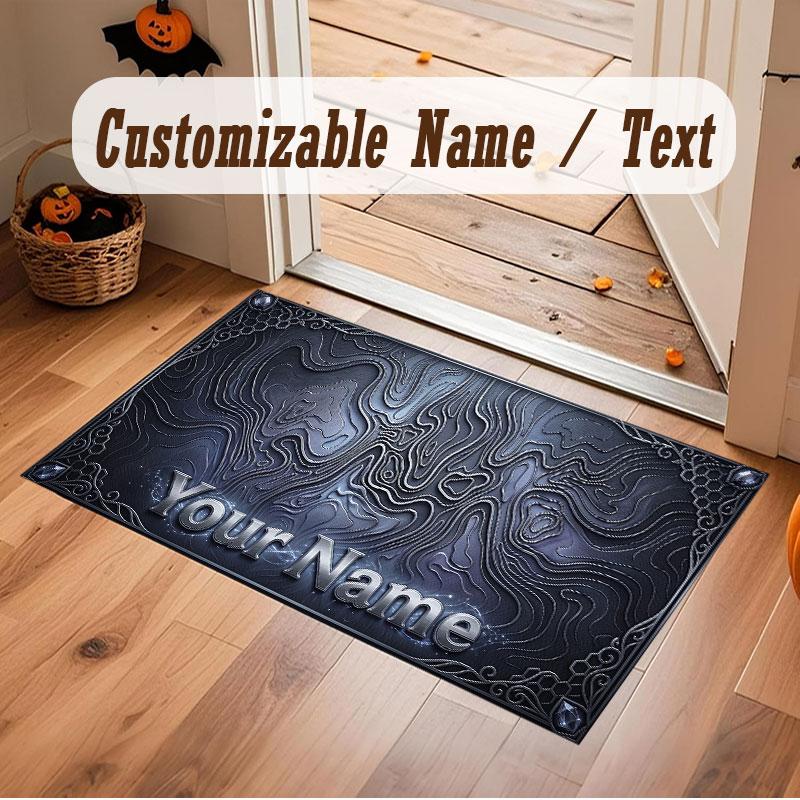 Abstract Geometric Theme Crystal Velvet Floor Rug Personalized Custom Name Text Warm Carpet Home Decoration