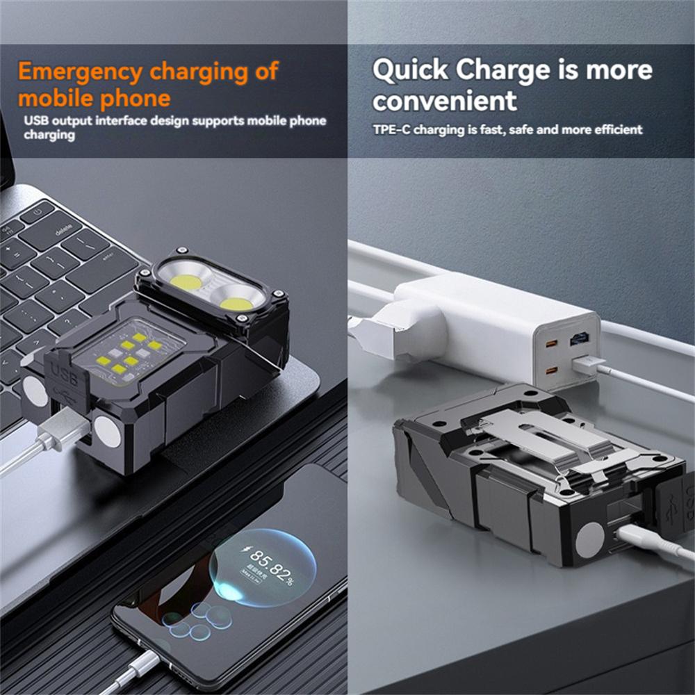 5000LM LED SMD COB High Power Keychain Flashlight Type-C Charging IP45 Waterproof Compact Portable Work Lantern