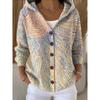 Женский вязаный кардиган с капюшоном 3D-печати, свободный, повседневный, уличный свитер