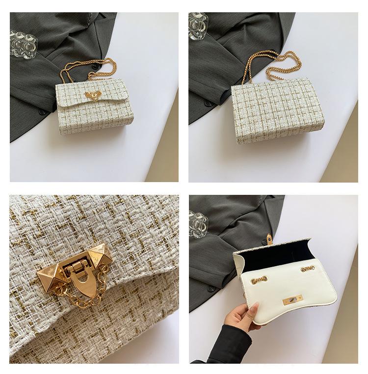 Женская шерстяная клетчатая сумка на цепочке - Универсальный стиль Весна/Лето 2024