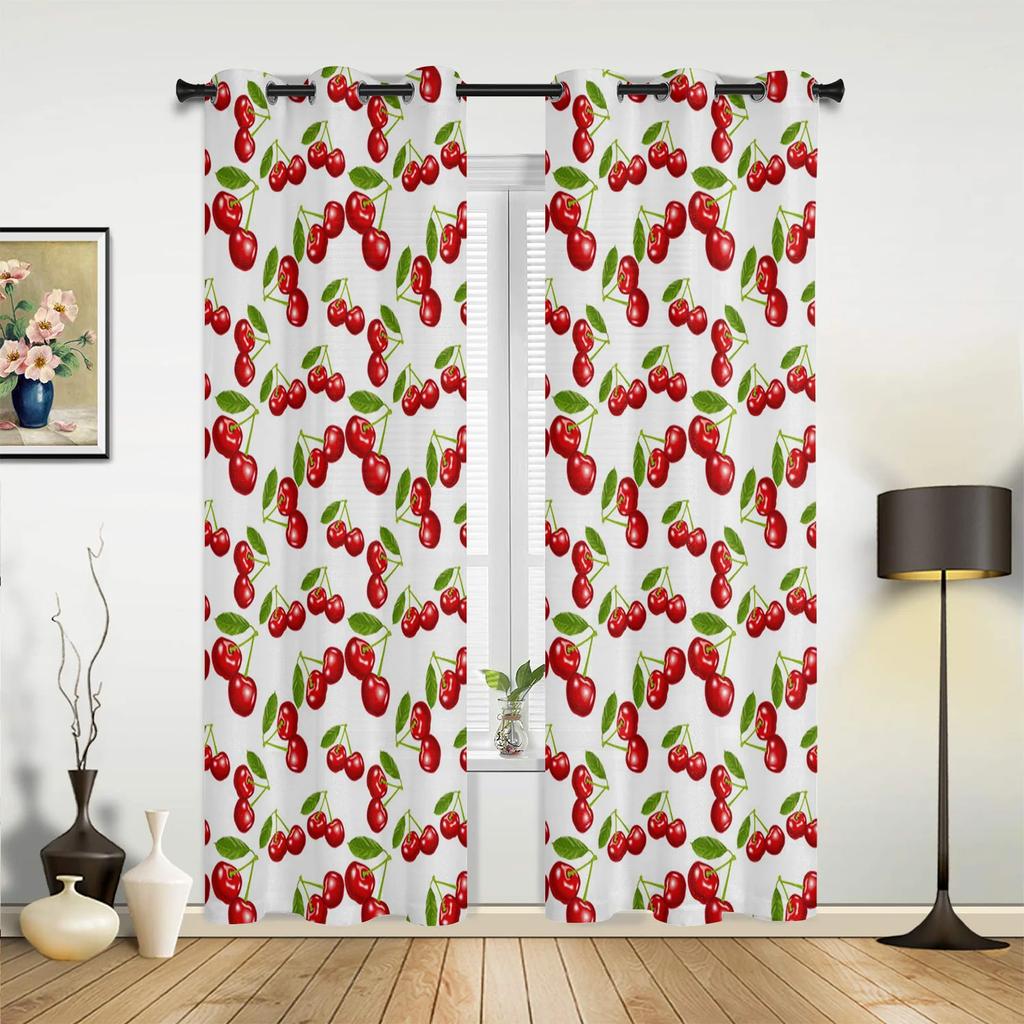 Fruit Cartoon Avocado Barbell Lovely Green Curtains for Bedroom Living Room Drapes Kitchen Children Window Curtain Home Decor