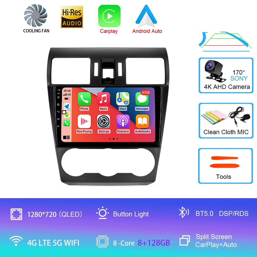 Автомобильное радио Android 14 Carplay для Subaru WRX Forester 4 SJ 2016 2017 2018 - 2022 Навигация GPS Мультимедийный проигрыватель Wi-Fi+4G BT DSP