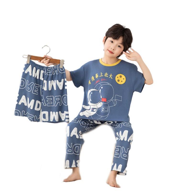 Boys Cotton Pajama Set Short Sleeve Long Pants Shorts Sleepwear Kids Ages 8