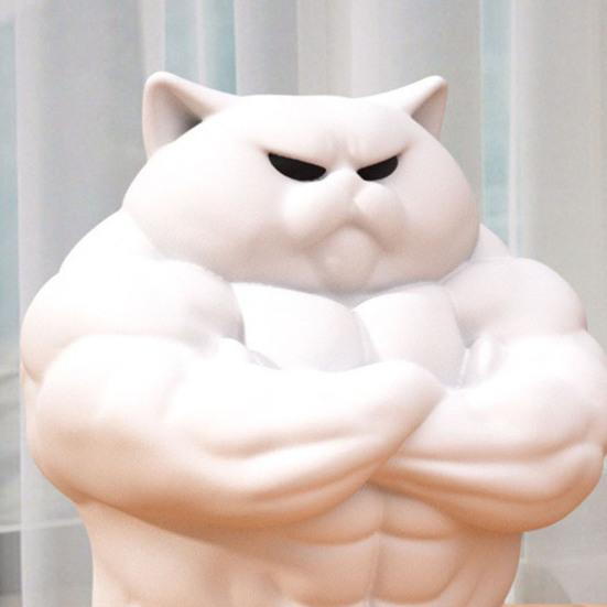 3D-печатная мускулистая фигурка кота, стоящая статуэтка кота, украшение для дома, офиса, рабочего стола, для любителей фитнеса
