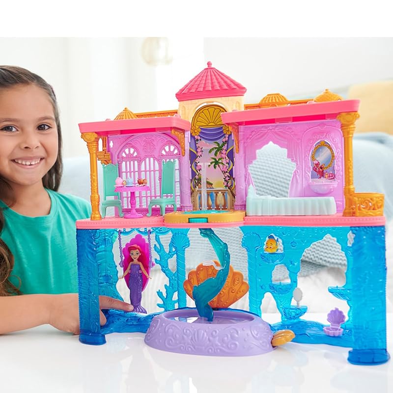 Mattel Disney/Принцесса Диснея Ариэль и Делюкс Замок (Складываемая серия «Замок»! Мини-кукла) [Празднование 100-летия Disney] [Кукла для переодевания -