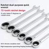 Ratchet Combination Wrench Set Fine Tooth Gear Ring Torque and Socket Wrench Set Nut Tools for Repair Open End Wrench