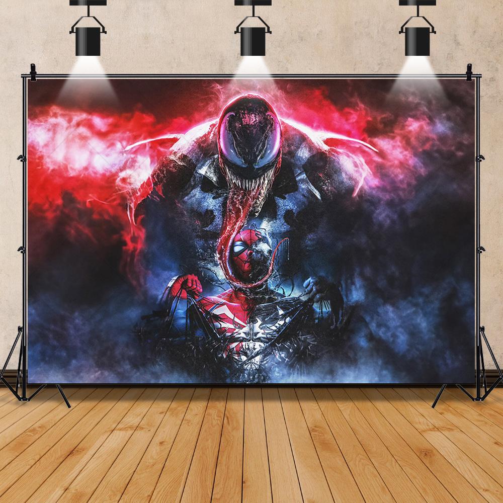 Venom theme background suitable for room decoration posters and customizable children's birthday party decoration background