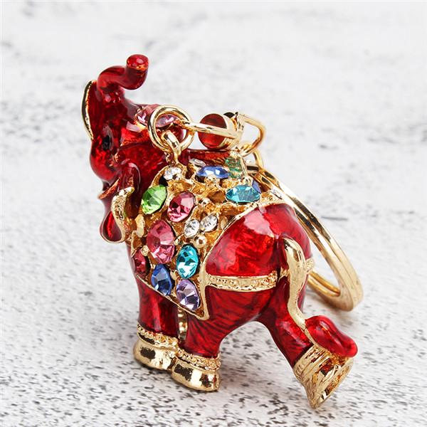 Genuine Rhinestone Elephant Keychain Fashion Drop Design Shiny Accessory for Women Car Key Holder Bag Ornament Elegant Appearance