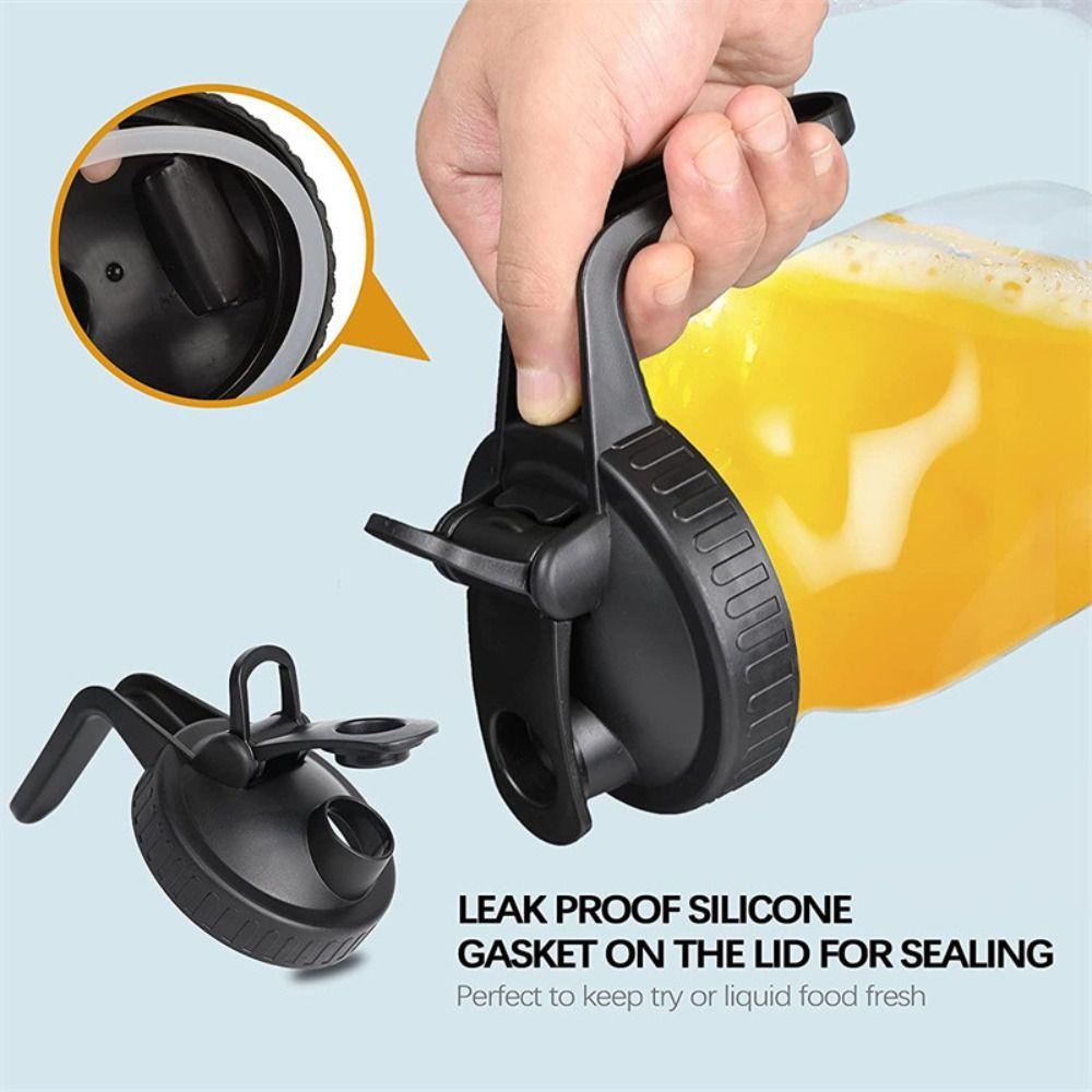 With Handle Mason Jar Pour Spout Lid Leakproof Seal Bottle Cover Spout Lid  for Wide Mouth Jar