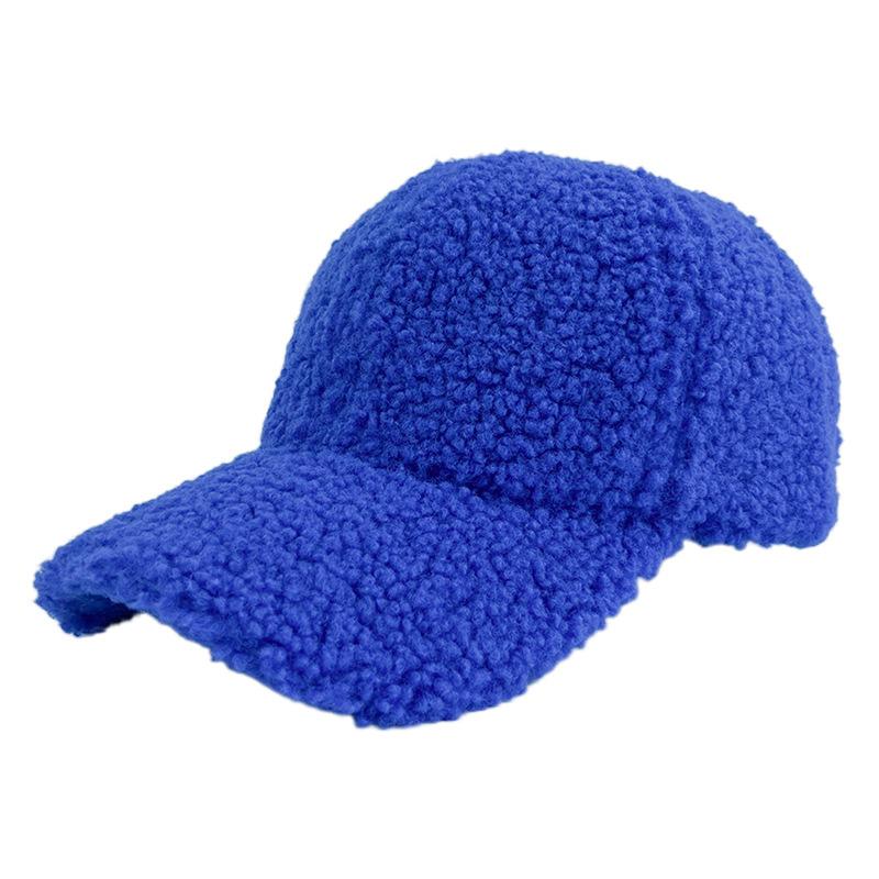 Cross-border Trendy 100% Polyester 6-Panel Baseball Cap Women's Adults Velvet Warm Duck Tongue Hat Autumn Winter Solid Color