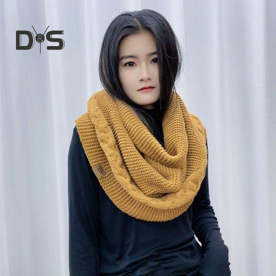 Winter Wool Knitting Scarf Women Men Solid Color Dual Use Shawl Scarf Twist Texture Versatile Warm Hat Scarf