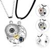 2Pcs Couple Necklaces 100 Languages Sun And Moon Magnetic Pendant Love Memory