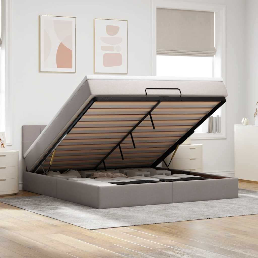 Ottoman Bed with Mattress Taupe 180x200 cm Fabric