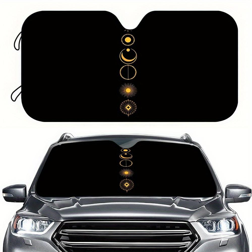 1pc Car Sunshade With Golden Moon Phase Totem, High-Definition Printed Sun Visor, Front Windshield Sun Blocker, Suitable For Uni
