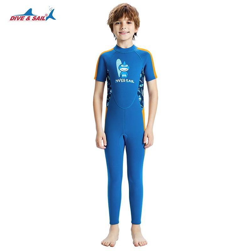 Kids 2.5mm Short Sleeve Full Wetsuit Snorkeling Surfing Swimming Warmth Protection Child Diving Suit