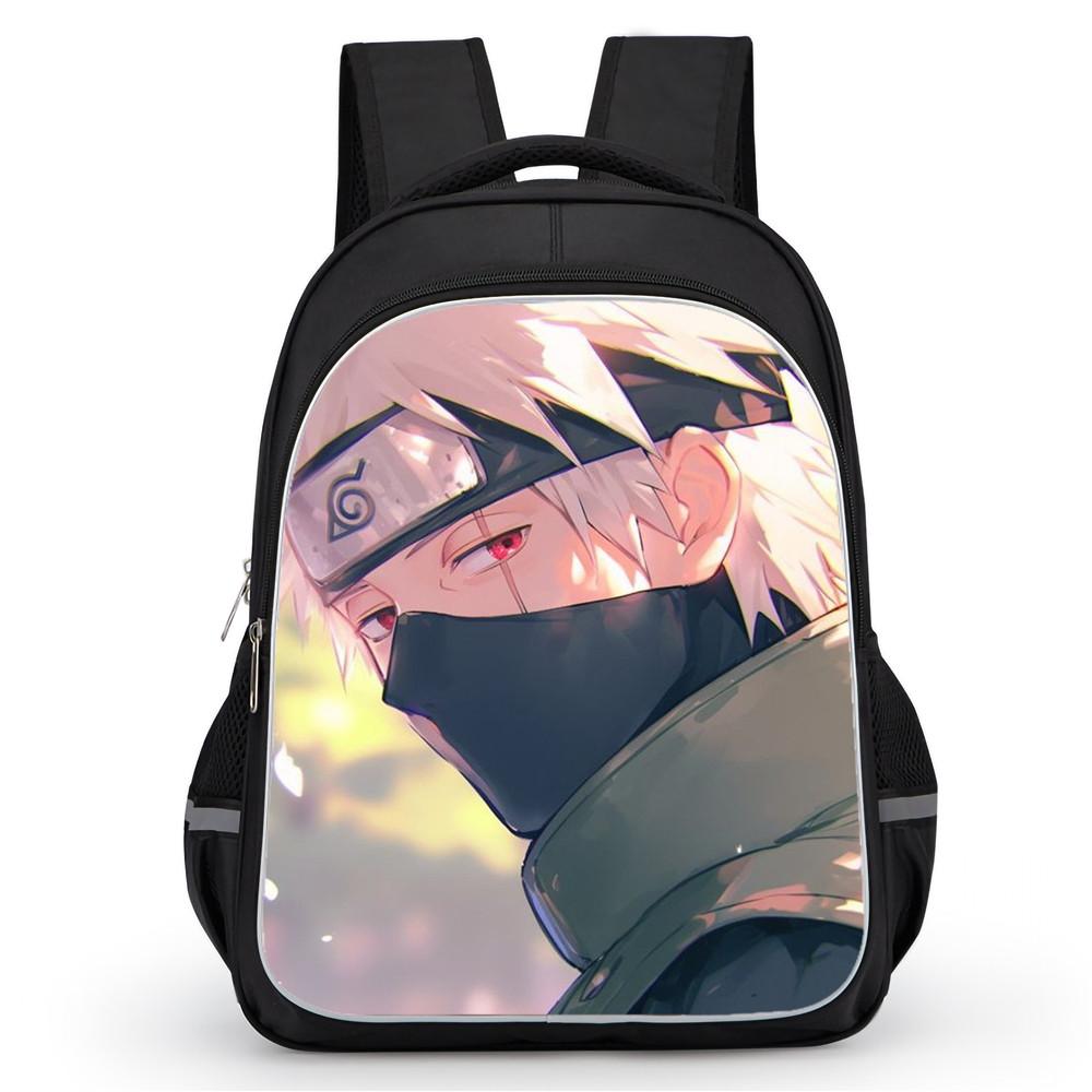 Школьный рюкзак для детей 16 дюймов NARUTO Мультяшный дизайн Легкий Прочный Двойная молния Карманы Для мальчиков и девочек Возраст 5-10 лет