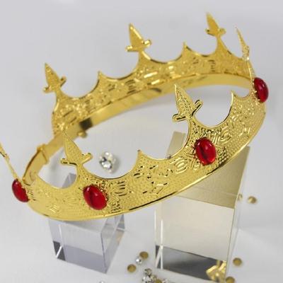 Забавные праздничные короны, украшенные драгоценностями, золотые головные уборы, круглые золотые ободки для выпускного, свадьбы, Хэллоуина