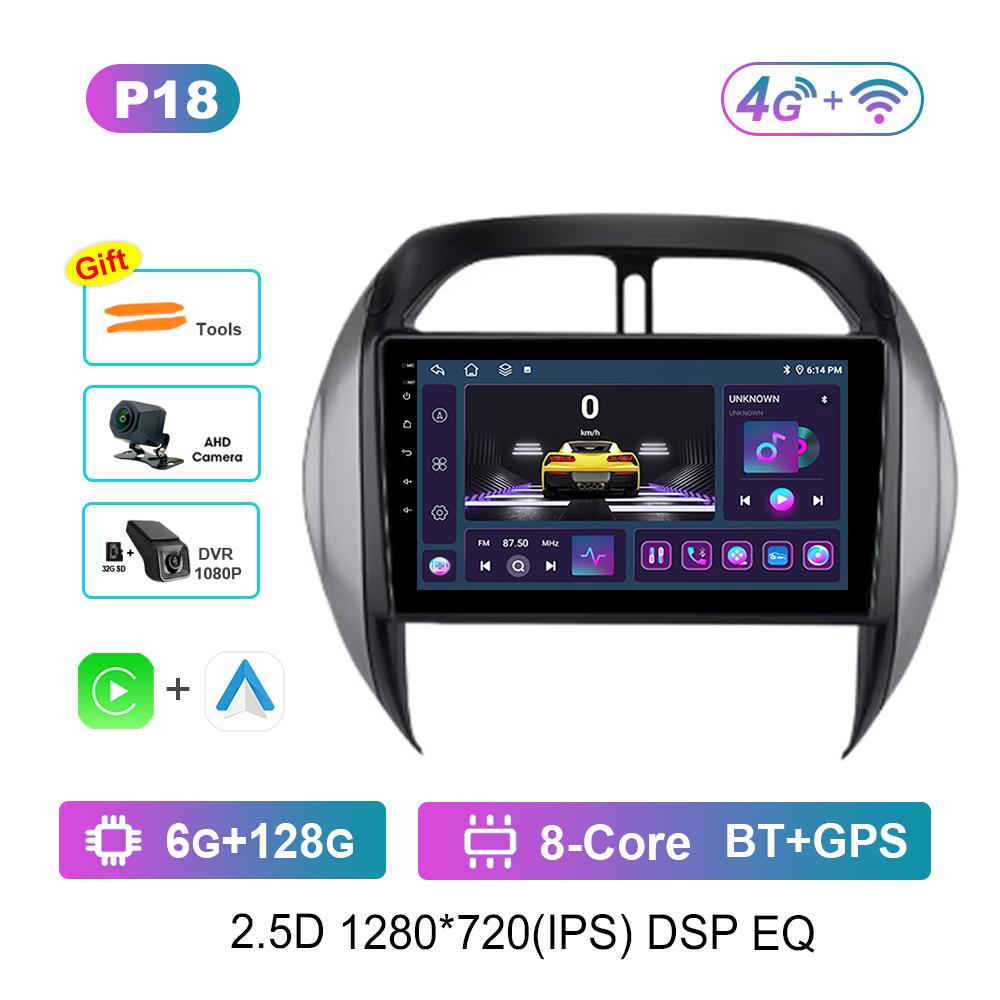 Автомагнитола с ОС Android 9'' для TOYOTA RAV4 2003 - 2005 DSP Стерео 4G WiFi BT Навигация GPS QLED Экран Вентилятор охлаждения