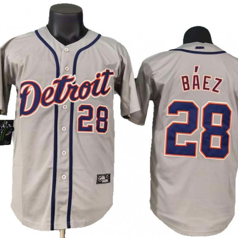 Detroit Tigers Baseball Cap 28 Javier Baez Gray Unisex Adjustable Snapback Hat Fan Apparel