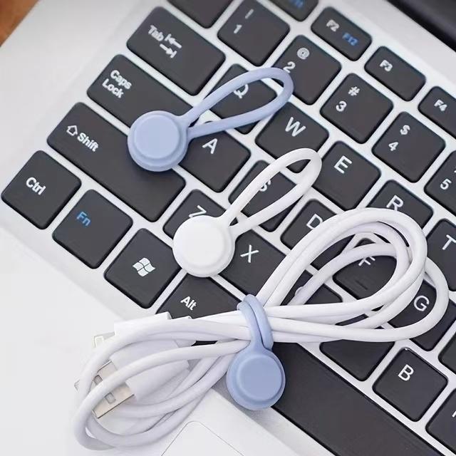 3pcs Silicone Magnetic Cable Tie Reusable Wire Organizer For Bundling And Securing Headphone Or Data Cables