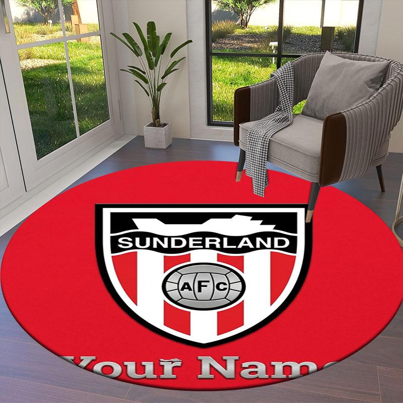 Sunderland A.F Custom Name Round Area Rug,Carpet Rug for Living Room Bedroom Sofa Playroom Decor,Non-slip Floor Mat