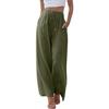 Large Size Trousers Women's Cotton Linen Pants Elastic Waist Loose Casual Pocket Drawstring Wide Leg Pants