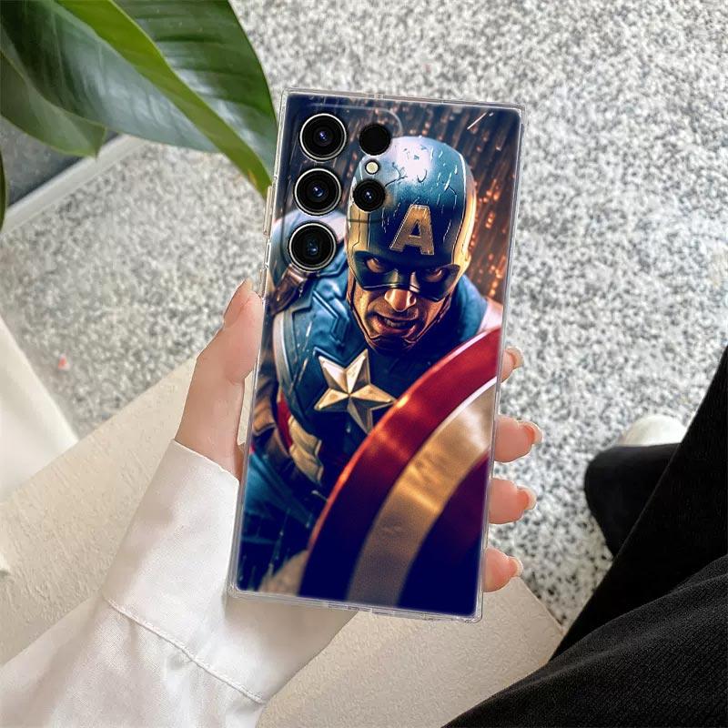 Marvel Captain America Shield Transparent Case For Samsung Galaxy S26 S25 Ultra S24 S22 S26 Plus S20 S23 S21 S25 FE Clear Cover