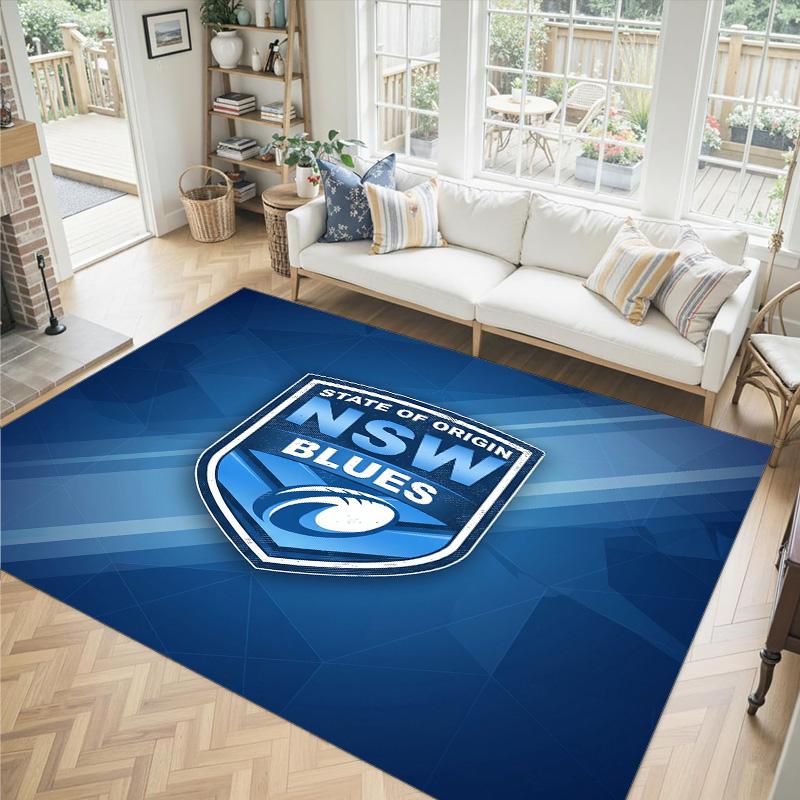 NSW Blues Design Crystal Velvet Carpet Cozy Non?Slip Printed Rug For Bedroom Living Room Entrance