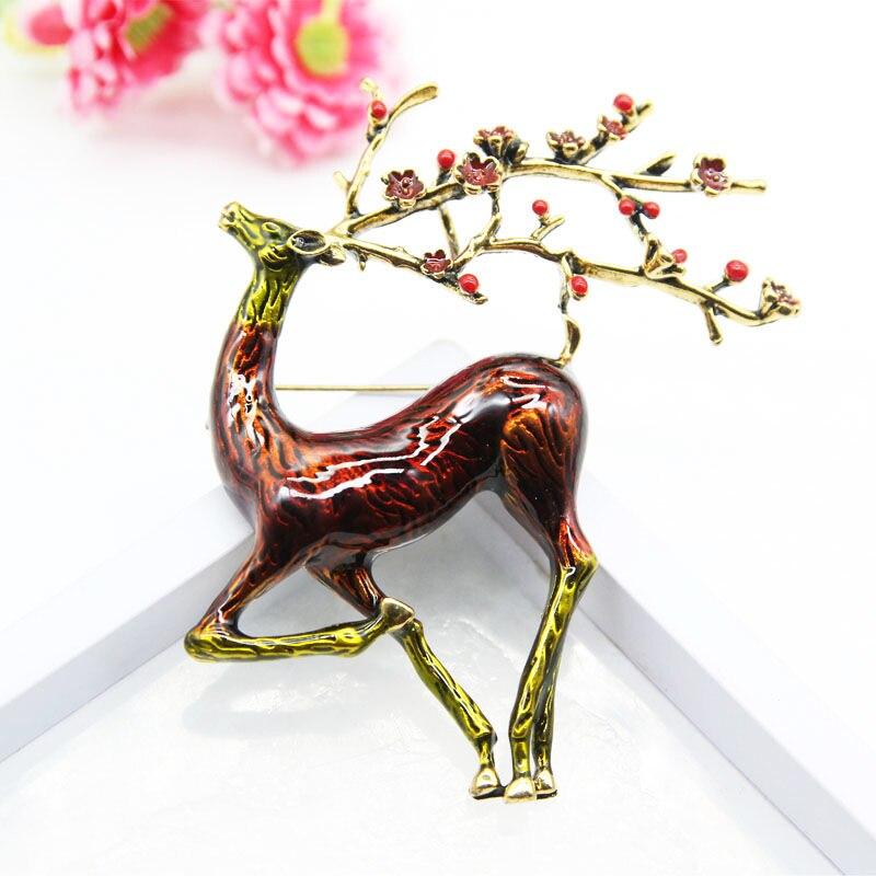 Blucome Классические рождественские броши с изображением пятнистого оленя, медная брошь в виде животного для женщин, мужчин, детей, костюм, свитер, эмалированная булавка, Рождественский подарок