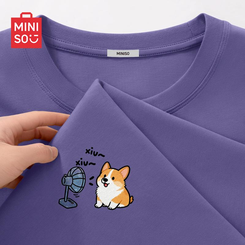 MINISO Мужская повседневная футболка с коротким рукавом из чистого хлопка