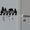 Metal Key Rack Wall Mounted Black Storage Box 6 Hooks Bear Pine Tree Design Home Decoration Gift