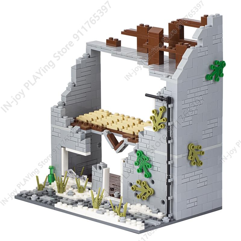 MOOXI Имитация военной войны Строительные блоки Вторая мировая война Руины поля боя Артиллерийская пушка Модель MOC Кирпичи Набор для взрослых Игрушка для мальчиков