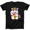 Unicorn Kawaii Maneki Neko Cat Funny Gift Tee Black T Shirt 289