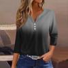 Женская футболка с принтом на пуговицах, рукав 3/4, вязаный свитер, повседневный, модный, на выходные, базовый, с V-образным вырезом, обычный топ