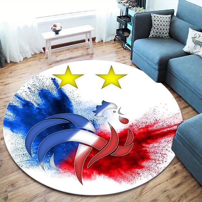 France National Football Team Round Area Rug,Carpet Rug for Living Room Bedroom Sofa Playroom Decor,Non-slip Floor Mat