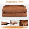 Ergonomic Office Chair PU Office Chair With Inflatable Lumbar Support Reclining Backrest Adjustable Height Brown
