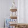 Easy to Install Cotton Rope Basket Wall Hanging Fruit Vegetable Storage Basket