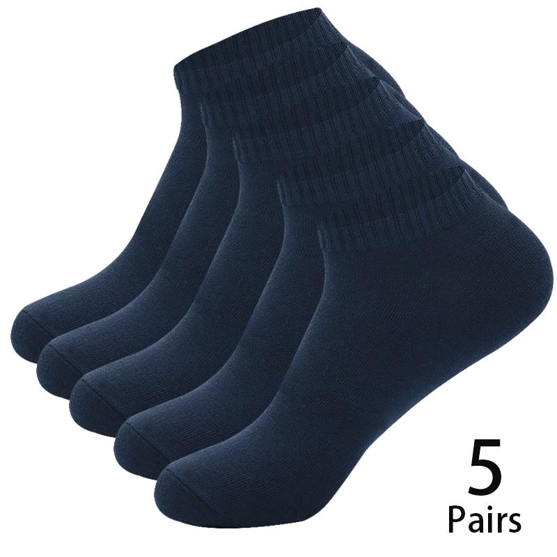 5 пар Мужские носки до щиколотки Хлопковые носки-лодочки Черные Однотонные Тонкие Дышащие Удобные Высококачественные Черные Белые Низкие Короткие носки