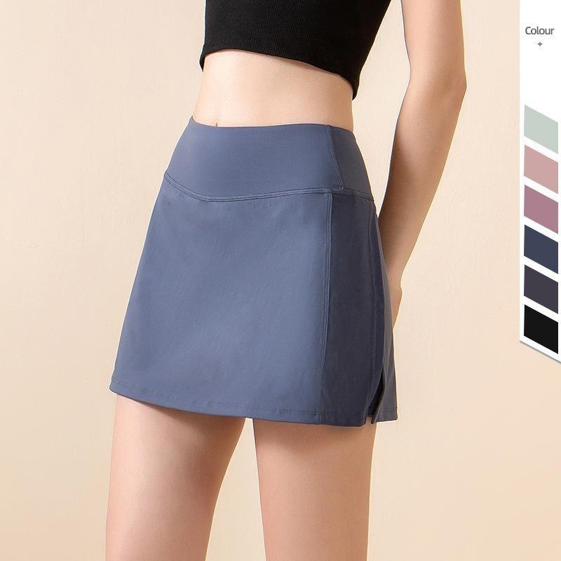 Теннисная короткая юбка Дышащая задняя часть юбки с разрезом Женская спортивная плиссированная юбка для гольфа Повседневные юбки с высокой талией Двухэтажная юбка с карманами