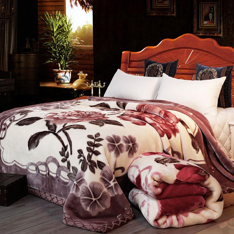 Winter Raschel Mink Blankets For Beds Double Layers Soft Warm Fluffy Thick Faux Fur Bedding Blankets 2-6Kg
