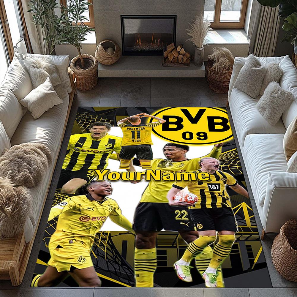 Borussia Dortmund Personalized Name Floor Mat Suitable for Playrooms Living Rooms Hallway Kitchen Antislip Carpet Anime Office Decor