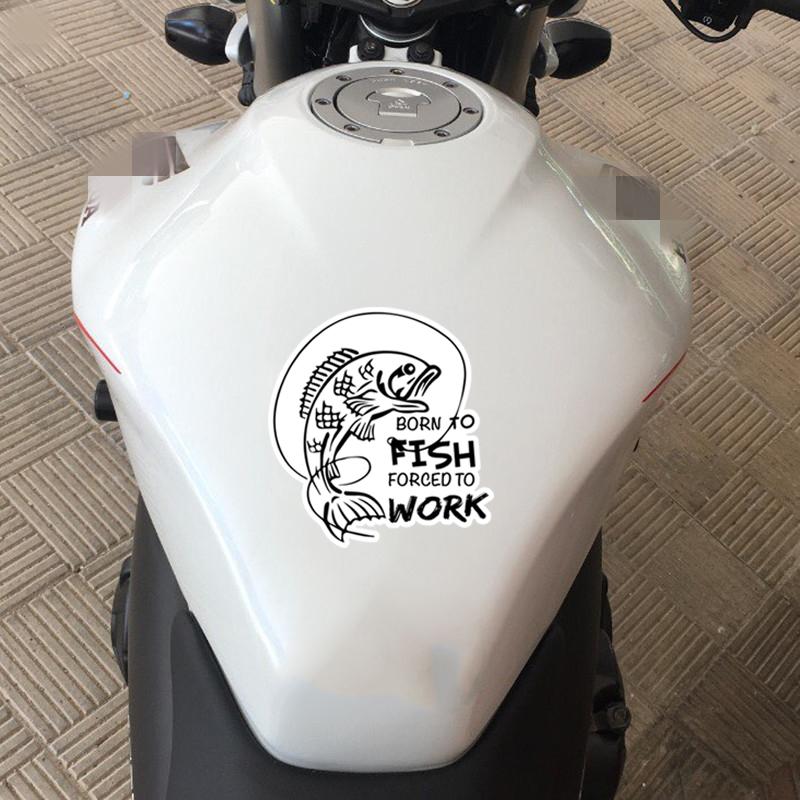 Born To Fish Forced To Work Vinyl Sticker Decal Sign Truck Car Bumper Waterproof Irregularly Shaped Car Decoration Decals