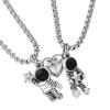 Couples Matching Necklaces Unique Design Titanium Steel Spaceman Pendant for Friends Men Women