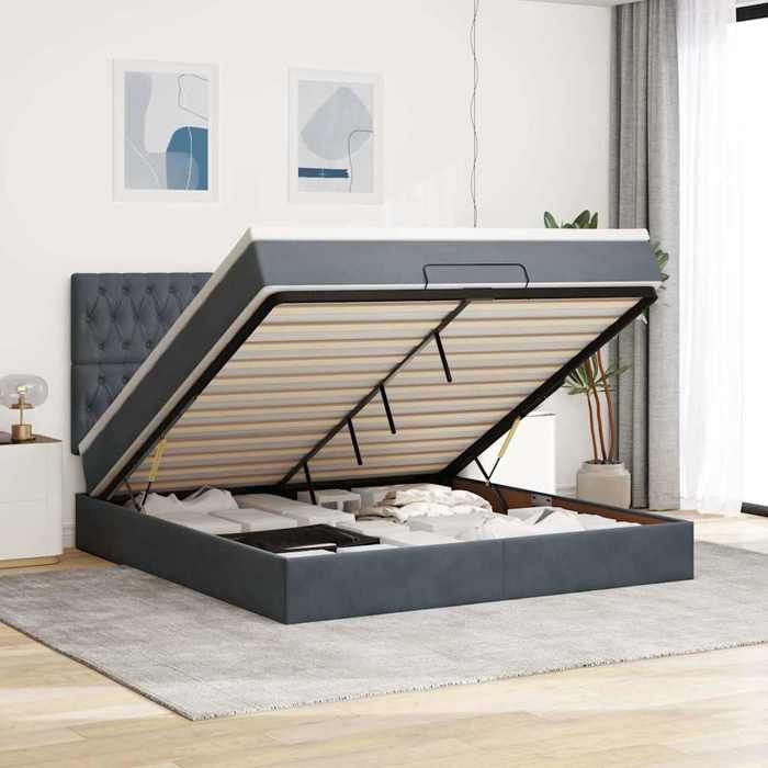 Maison Exclusive - Cadre de lit ottoman avec matelas gris foncé 160x200cm velours
