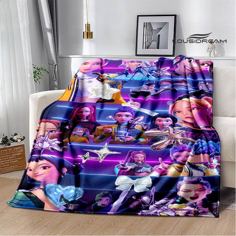 KPop Demon Hunters Cartoon printed blanket Picnic blanket Warm Flannel blankets Home bed linings blankets for beds Birthday Gift