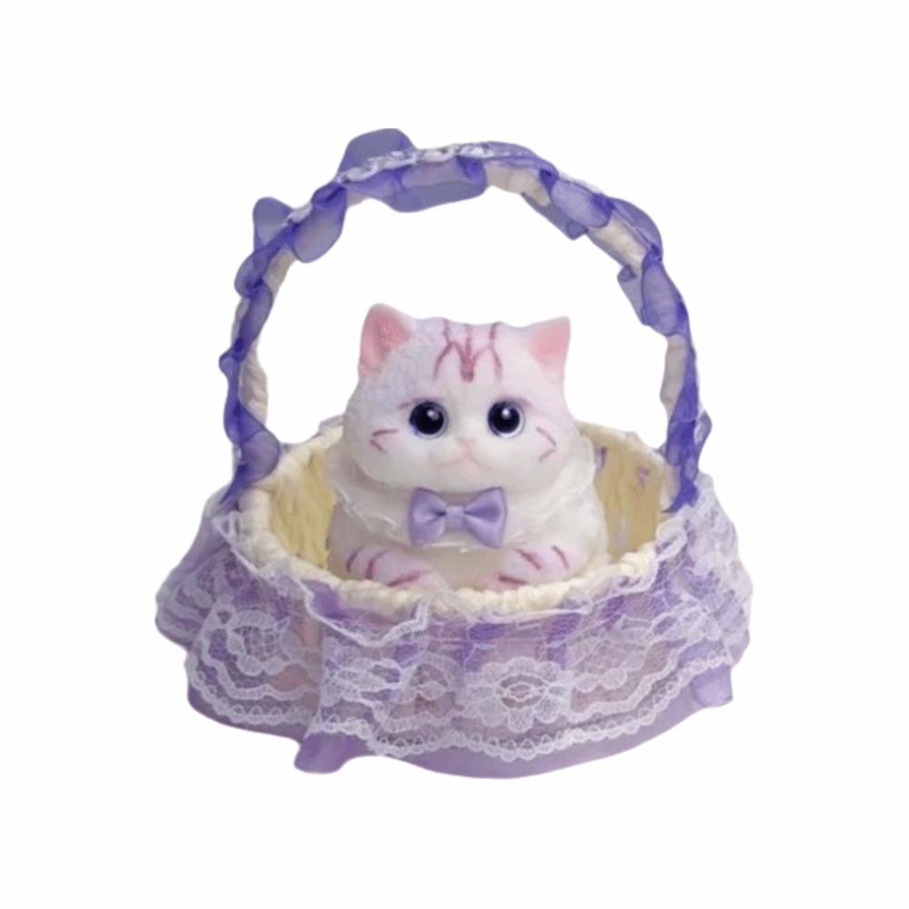 with Flower Basket Cat Fidget Toy Slow Rebound Cat Squishy Toy Cat Squeeze Toy Children's Gift